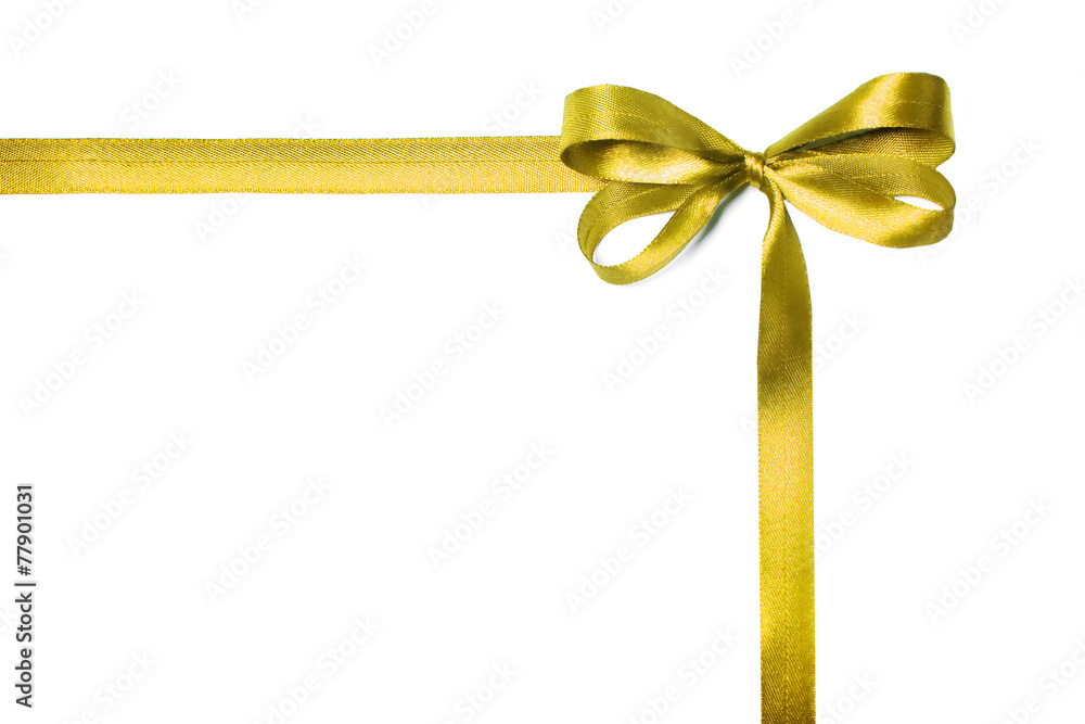 yellow fabric ribbon and bow isolated on a white background yellow fabric ribbon and bow isolated on a white background