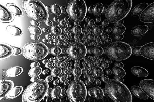 A lot of balls, flying into infinity.