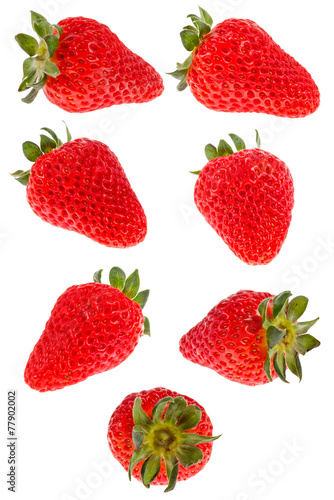 Strawberry berries isolated on white 360 degrees