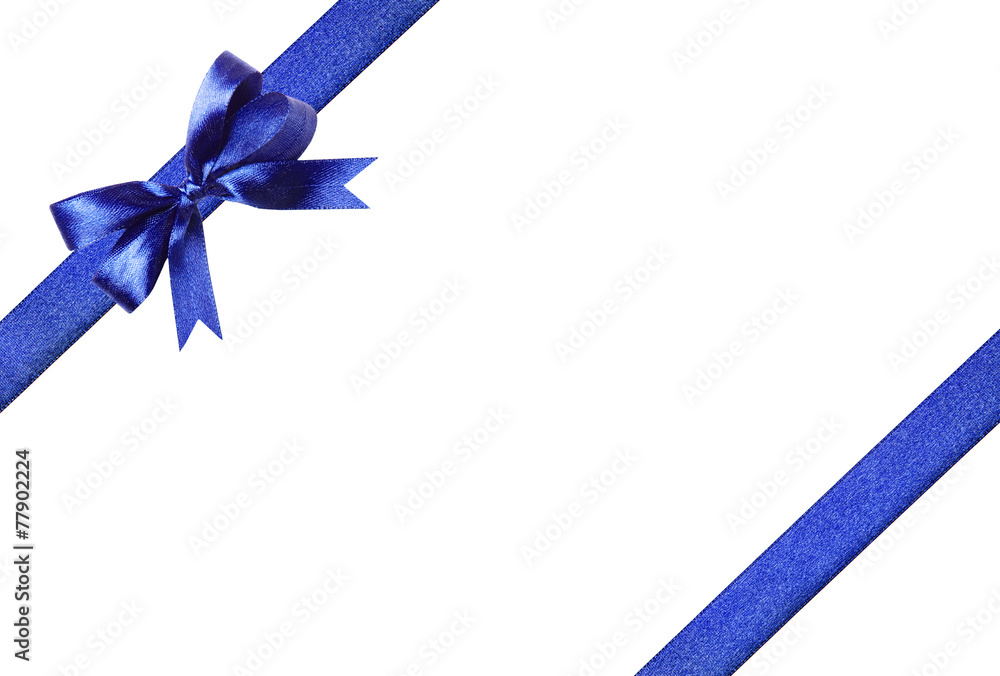 Blue-yellow fabric ribbon and bow. Isolated Blue-yellow fabric ribbon and bow. Isolated