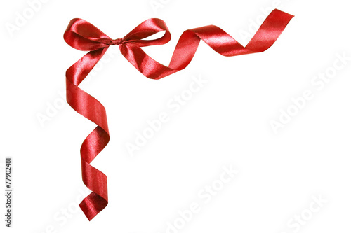 red ribbon with a bow. Isolated on white background