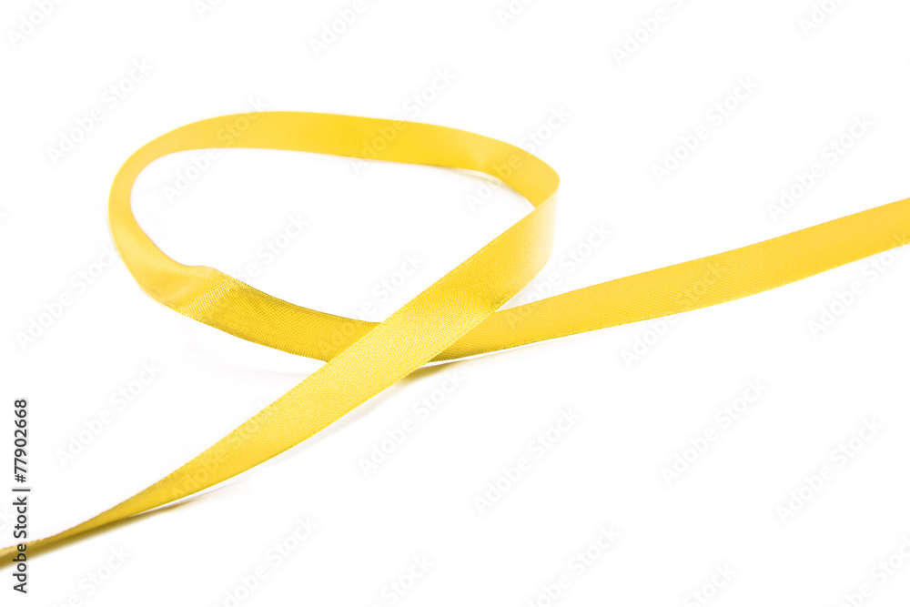 Shiny yellow satin ribbon on white background Shiny yellow satin ribbon on white background