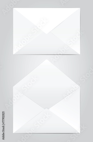 Vector illustration of blank open and closed envelope.