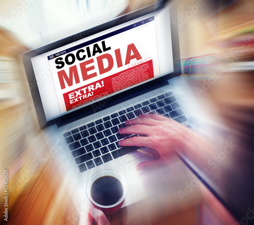 Digital Online News Social Media Extra Concept