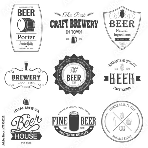 Retro set styled label of beer.
