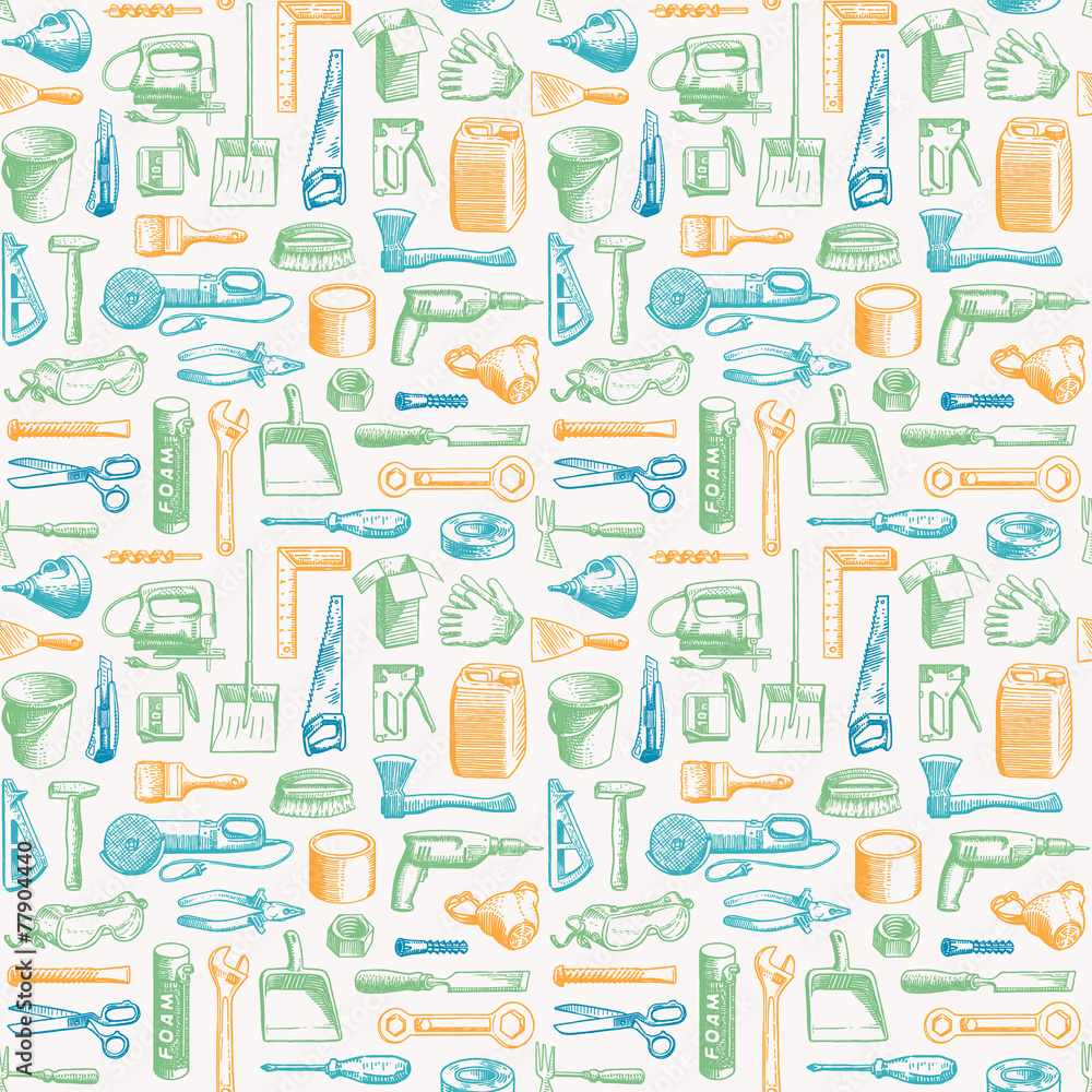 Tools Instruments Seamless Pattern 3 Vector Tools Instruments Seamless Pattern 3 Vector