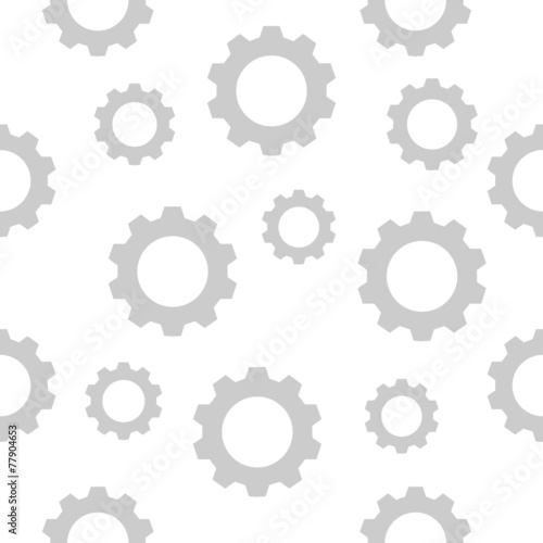 Seamless gear  pattern - grey gears on white. Vector