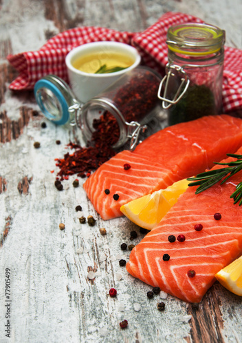 portions of fresh salmon fillet