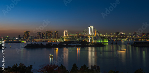 Panorama of Rainbow bridge and Tokyo bay  Japan