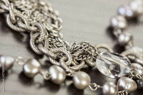Tableau sur toile Scratched and tarnished old silver jewellery