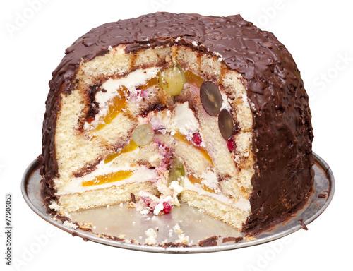 Tableau sur toile Czech traditional home made cake - cokoladova bomba - on white
