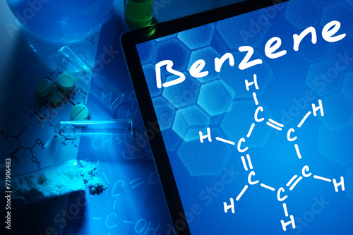 Tablet with the chemical formula of benzene.