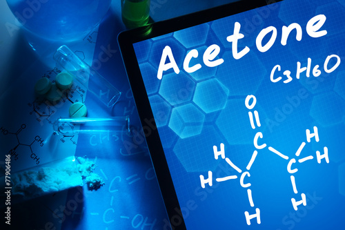 Tablet with the chemical formula of Acetone.