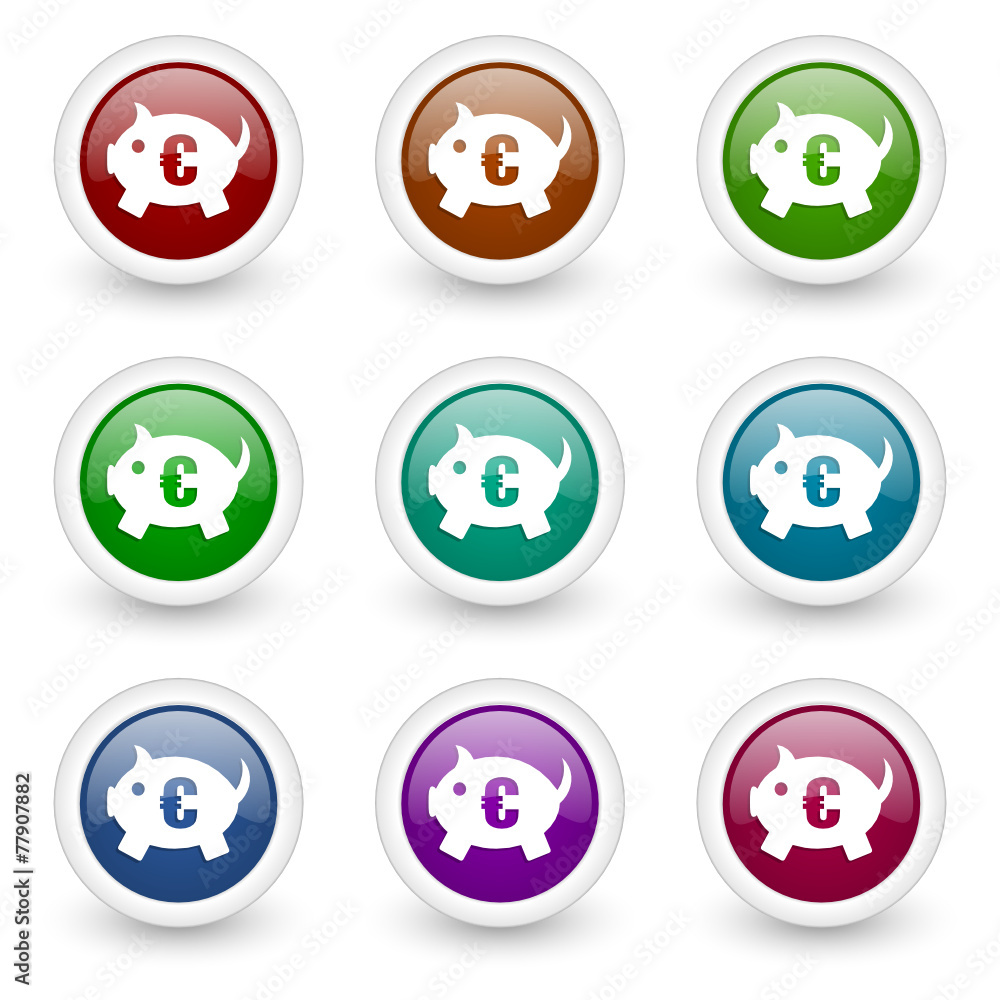 piggy bank web icons vector set