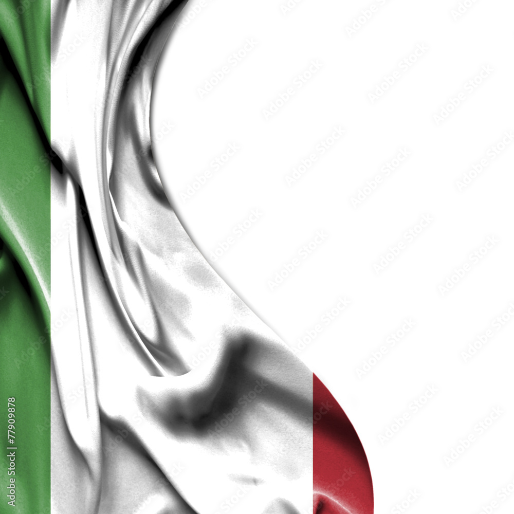 Fototapeta premium Italy waving satin flag isolated on white background