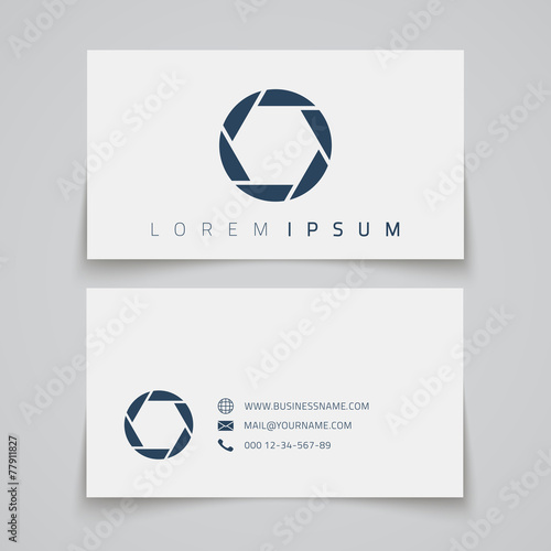 Business card template. Camera shutter conceptl logo photo