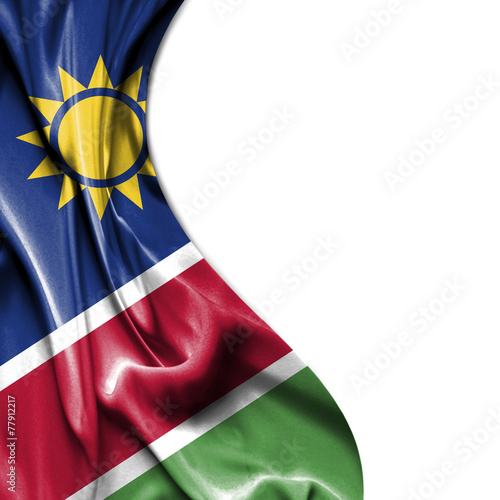 Namibia waving satin flag isolated on white background