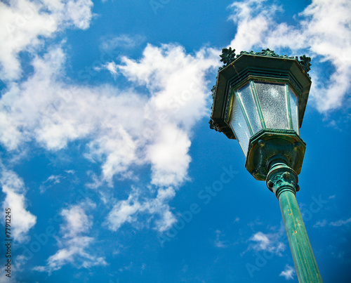 street lamp with blue sky photo