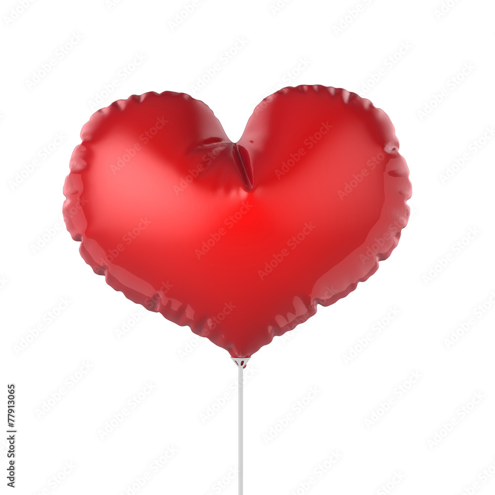 Heart shape red party balloons. Isolated on white background