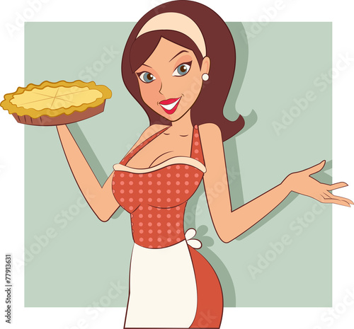 Housewife holding pie