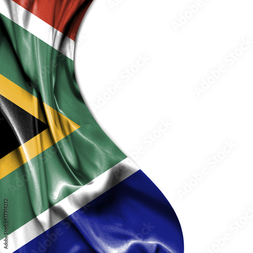 South Africa waving satin flag isolated on white background