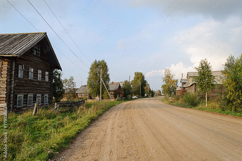Dirt road in northern Russian village Dirt road in northern Russian village