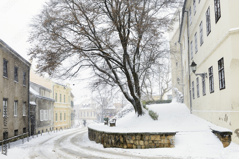 Ilirski trg during a snowstorm, Zagreb, Croatia. Ilirski trg during a snowstorm, Zagreb, Croatia.