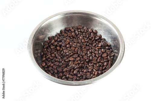 Roasted coffee beans in a bowl