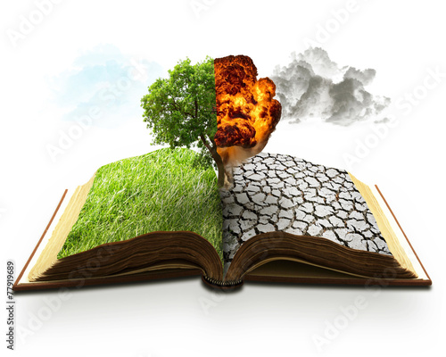 Ecology global warming concept. Landscape screen saver