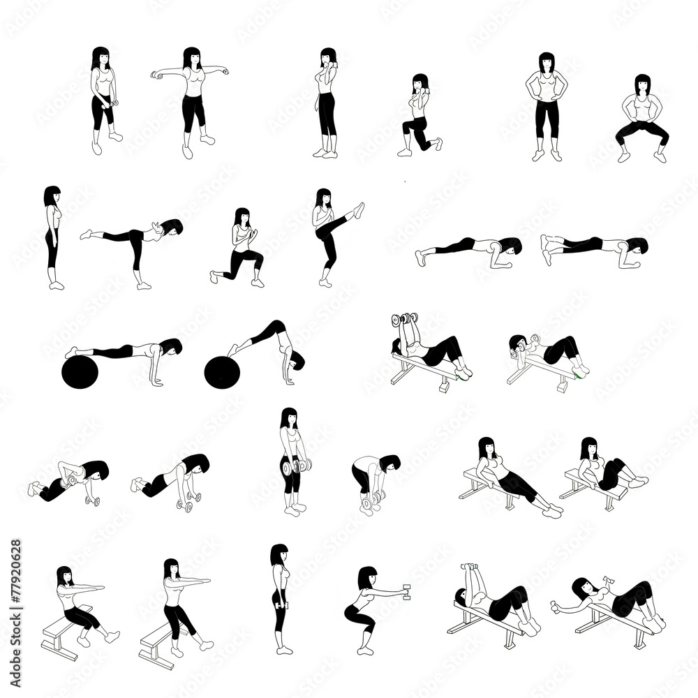 Fitness Exercises Set