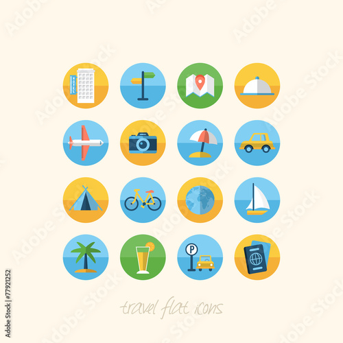 Travel flat icons set for design