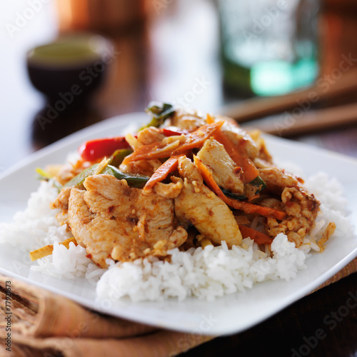 thai red curry with chicken and rice