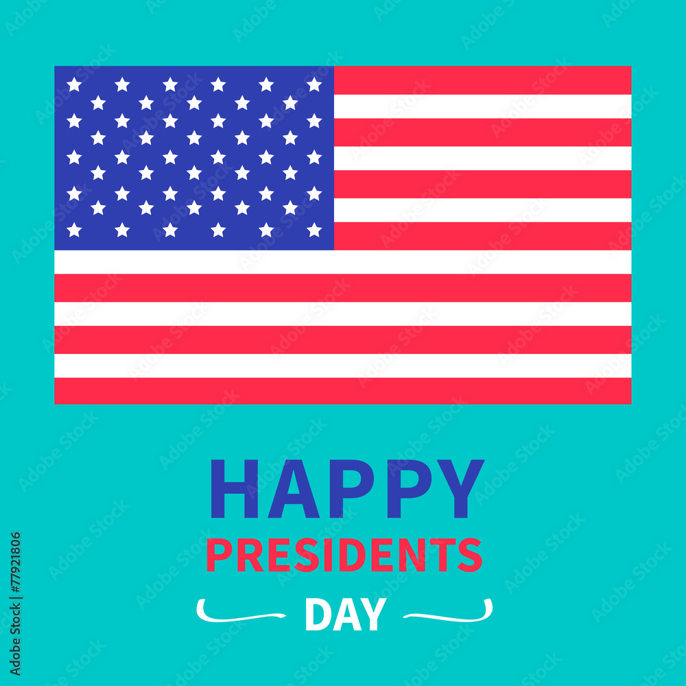 American flag Presidents Day background flat design Card