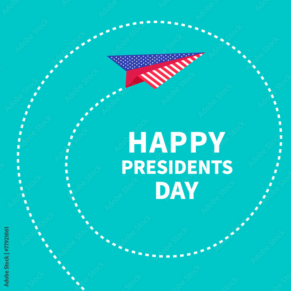 Presidents Day background Paper plane Dash line spiral Presidents Day background Paper plane Dash line spiral