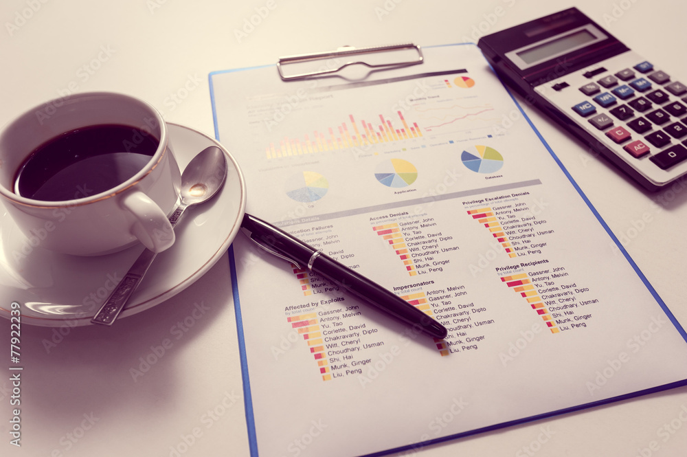 Pen and report paper, business conceptual Pen and report paper, business conceptual