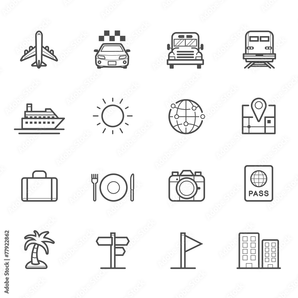 Travel and Vacation Icons
