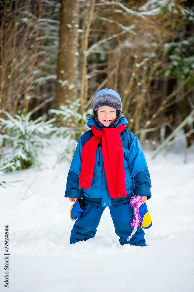 cheerful boy 4 years old laughing in winter cheerful boy 4 years old laughing in winter