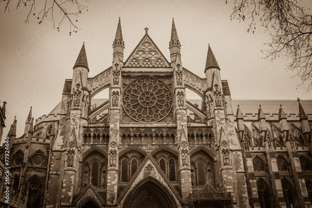 The gothic Westminster Abbey church in London
