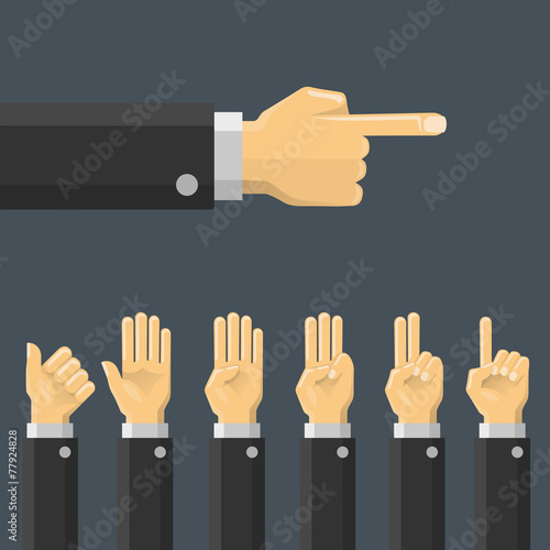 Set hand gesture. Vector