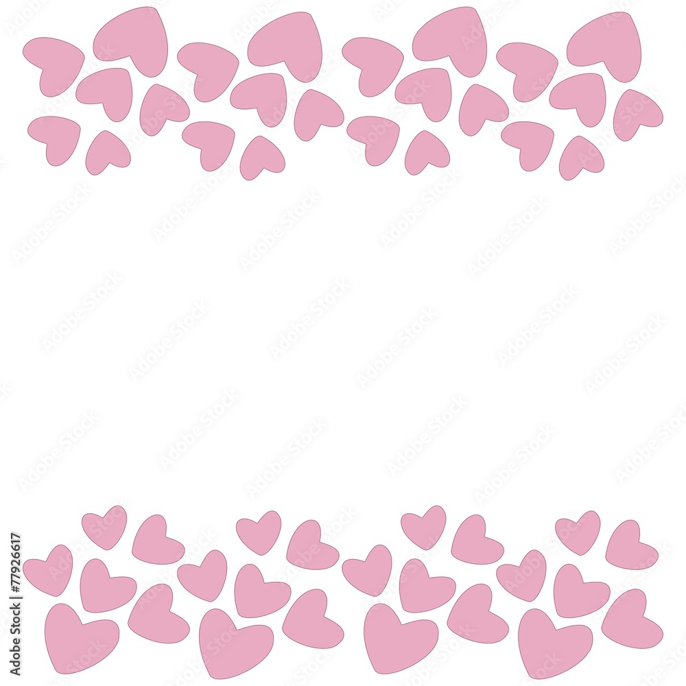 Pink heart  border.  Vector.