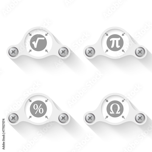 white abstract vector objects and math icons