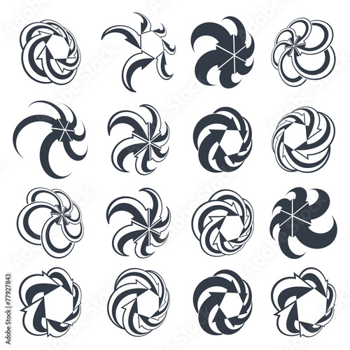 Looping arrows vector abstract symbol collection, single color c