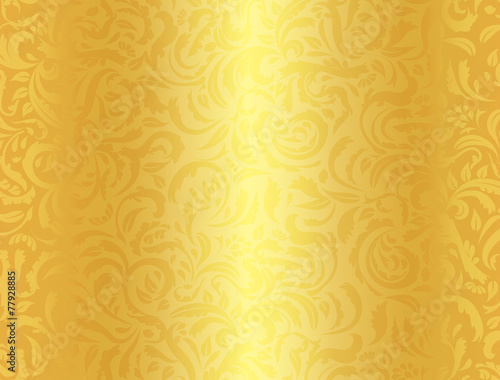 Luxury golden background with damask floral pattern