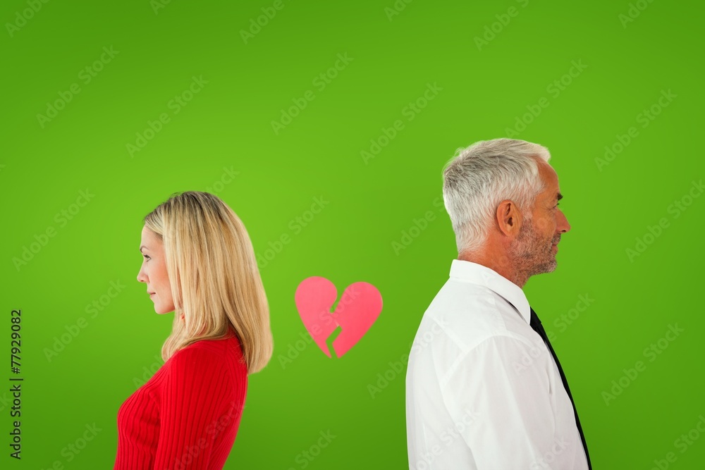 Fototapeta premium Couple not talking with broken heart between