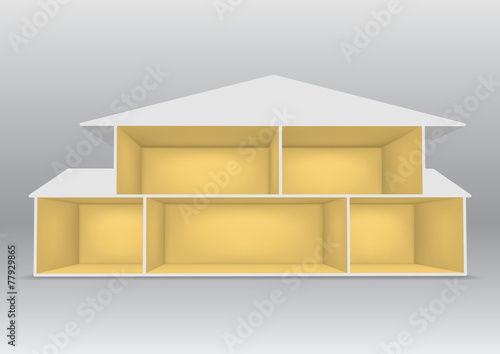 three dimensional five roomed house illustration, vector