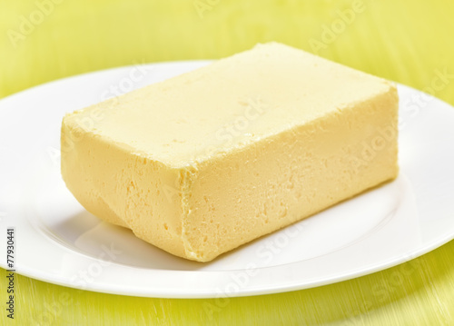 Butter on white plate