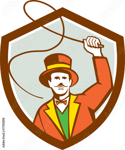 Circus Ring Master Bullwhip Shield Retro