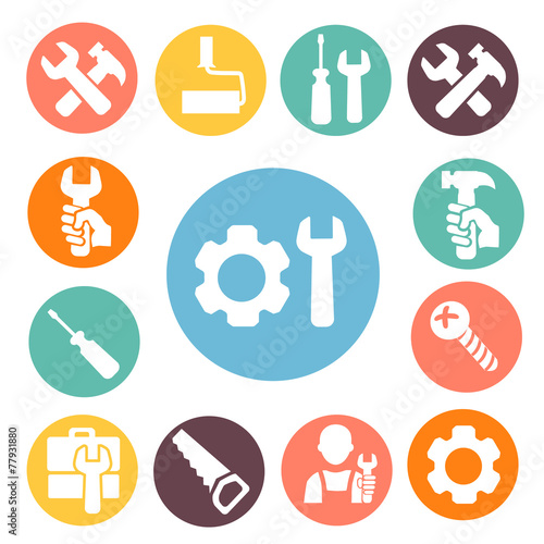 Tools isolated icons set