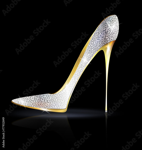 silver golden shoe