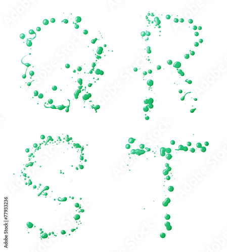 Letters made with the drops of paint